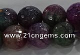 CAG9024 15.5 inches 12mm faceted round fire crackle agate beads