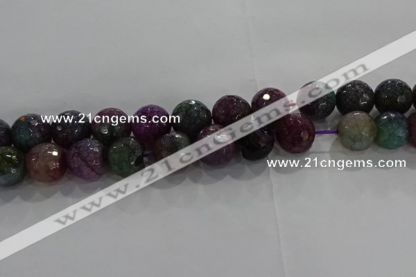 CAG9024 15.5 inches 12mm faceted round fire crackle agate beads