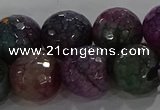 CAG9025 15.5 inches 14mm faceted round fire crackle agate beads