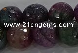 CAG9026 15.5 inches 16mm faceted round fire crackle agate beads