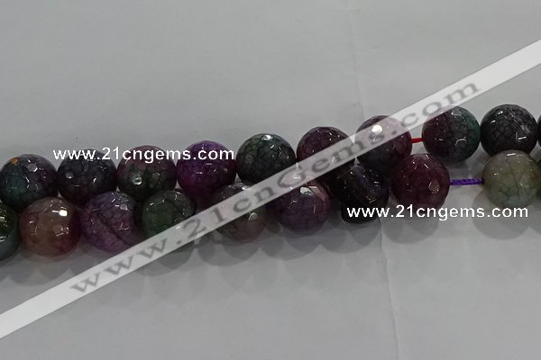 CAG9026 15.5 inches 16mm faceted round fire crackle agate beads