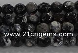 CAG9028 15.5 inches 4mm faceted round fire crackle agate beads