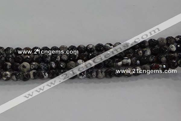 CAG9029 15.5 inches 6mm faceted round fire crackle agate beads