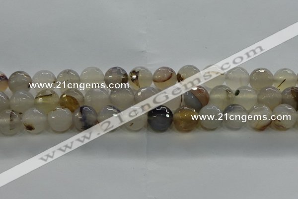 CAG9037 15.5 inches 10mm faceted round dragon veins agate beads