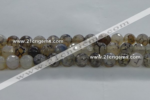 CAG9038 15.5 inches 12mm faceted round dragon veins agate beads