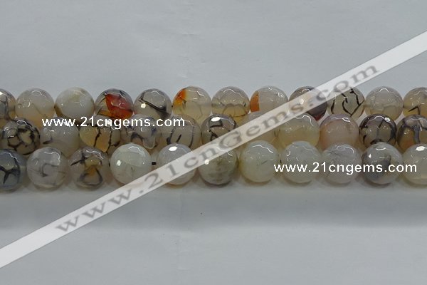 CAG9039 15.5 inches 14mm faceted round dragon veins agate beads