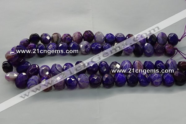 CAG9043 15.5 inches 12*16mm faceted oval line agate beads