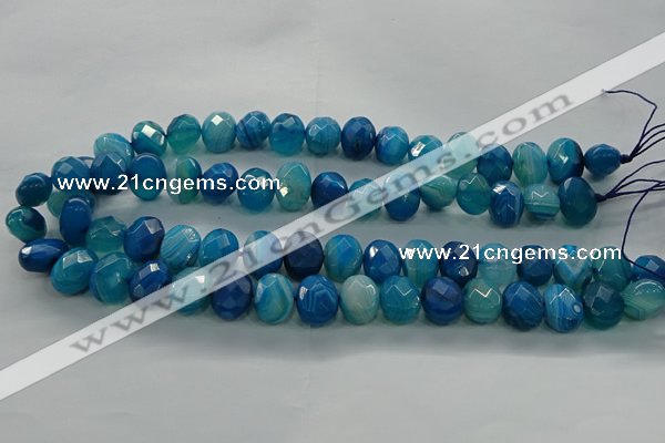 CAG9045 15.5 inches 12*16mm faceted oval line agate beads