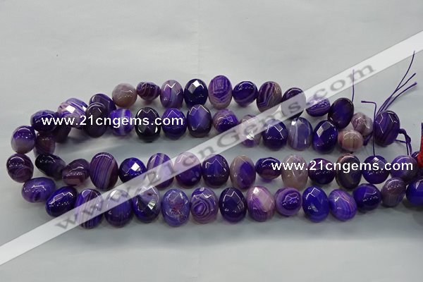CAG9049 15.5 inches 13*18mm faceted oval line agate beads