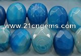 CAG9051 15.5 inches 13*18mm faceted oval line agate beads