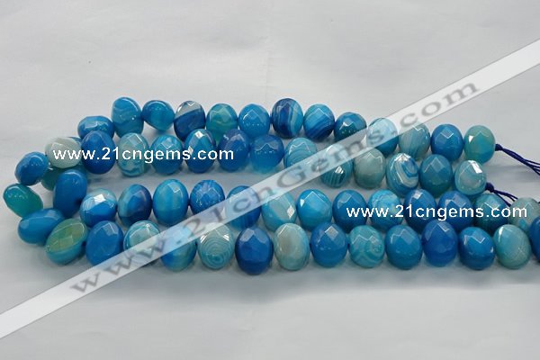 CAG9051 15.5 inches 13*18mm faceted oval line agate beads