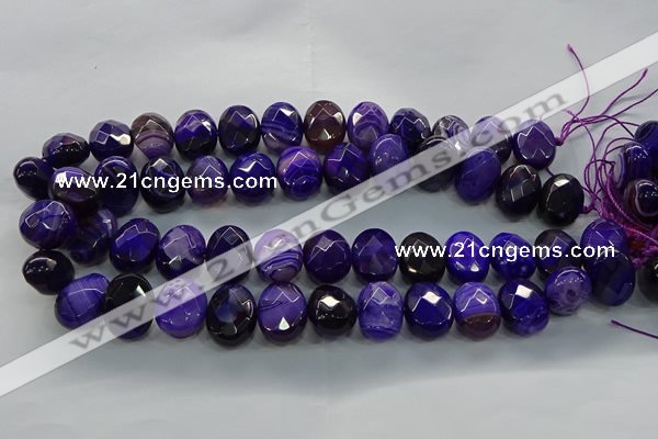 CAG9055 15.5 inches 15*20mm faceted oval line agate beads