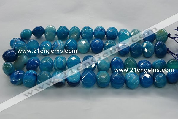 CAG9057 15.5 inches 15*20mm faceted oval line agate beads