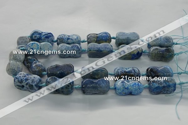 CAG9068 15.5 inches 16*30mm peanut-shaped fire crackle agate beads