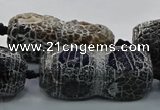 CAG9072 15.5 inches 16*40mm peanut-shaped fire crackle agate beads