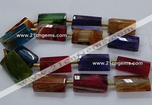 CAG9093 15.5 inches 25*35mm - 25*40mm flat tube dragon veins agate beads