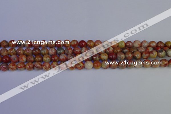 CAG9100 15.5 inches 4mm round red crazy lace agate beads