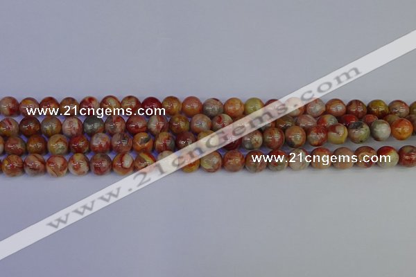 CAG9101 15.5 inches 6mm round red crazy lace agate beads