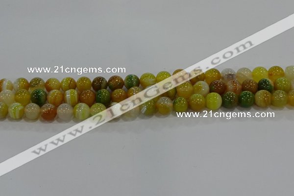 CAG9164 15.5 inches 8mm round line agate beads wholesale