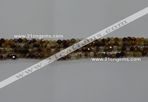 CAG9211 15.5 inches 4mm faceted round line agate gemstone beads