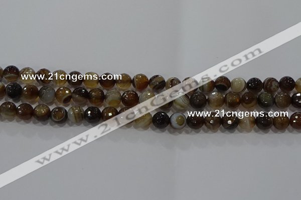 CAG9213 15.5 inches 8mm faceted round line agate gemstone beads