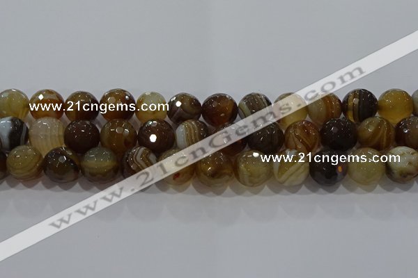 CAG9215 15.5 inches 12mm faceted round line agate gemstone beads