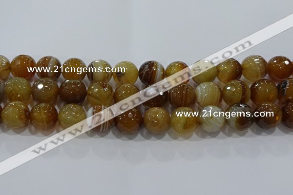 CAG9216 15.5 inches 14mm faceted round line agate gemstone beads