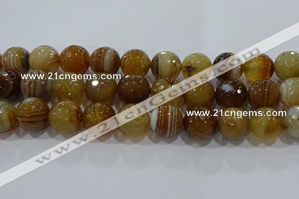 CAG9217 15.5 inches 16mm faceted round line agate gemstone beads