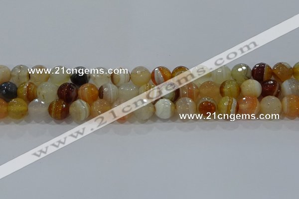 CAG9223 15.5 inches 10mm faceted round line agate beads wholesale