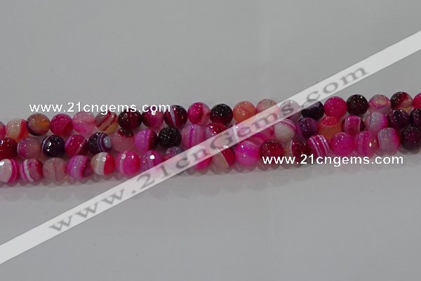 CAG9241 15.5 inches 8mm faceted round line agate beads wholesale