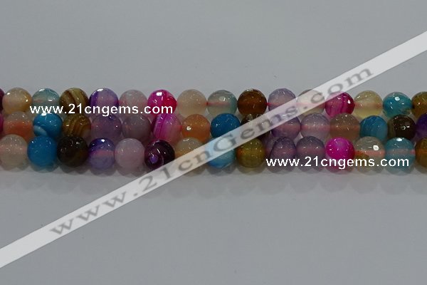 CAG9259 15.5 inches 12mm faceted round line agate beads wholesale