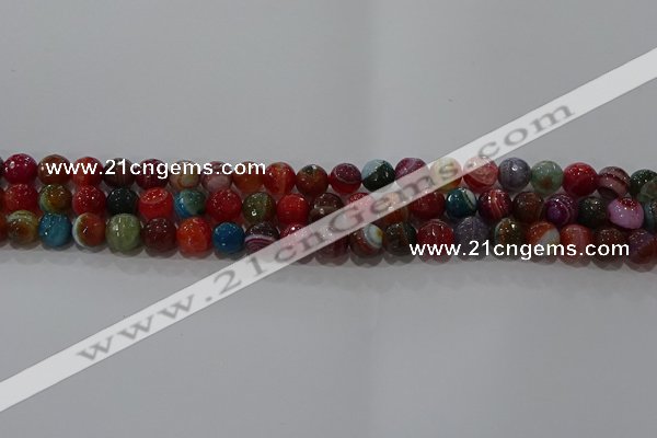 CAG9264 15.5 inches 8mm faceted round line agate beads wholesale