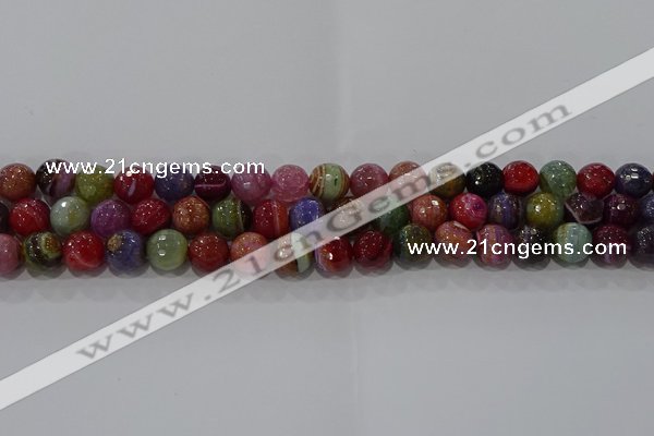 CAG9265 15.5 inches 10mm faceted round line agate beads wholesale