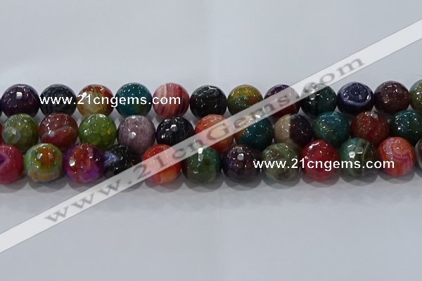 CAG9268 15.5 inches 16mm faceted round line agate beads wholesale