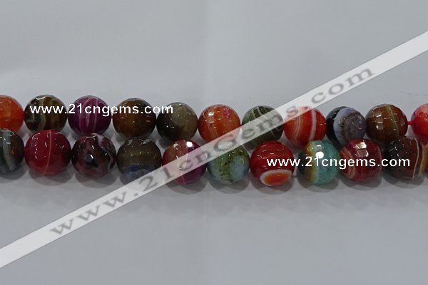 CAG9269 15.5 inches 18mm faceted round line agate beads wholesale