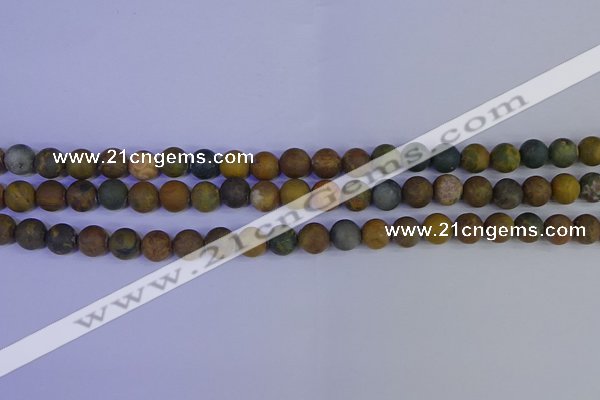 CAG9281 15.5 inches 6mm round matte ocean jasper beads wholesale