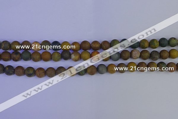 CAG9282 15.5 inches 8mm round matte ocean jasper beads wholesale