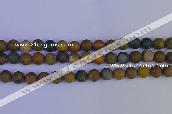 CAG9285 15.5 inches 14mm round matte ocean jasper beads wholesale