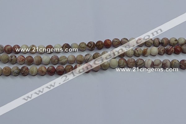 CAG9291 15.5 inches 6mm round matte Mexican crazy lace agate beads