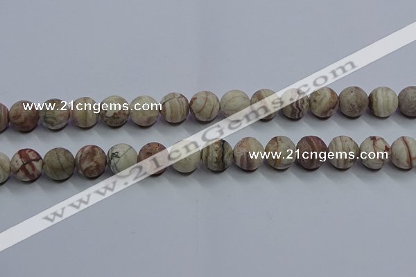 CAG9294 15.5 inches 12mm round matte Mexican crazy lace agate beads