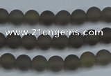 CAG9310 15.5 inches 4mm round matte grey agate beads wholesale