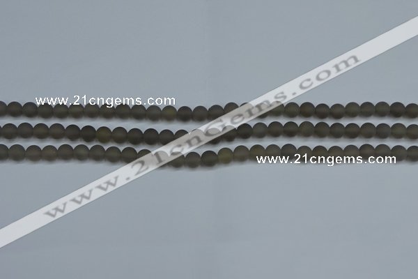 CAG9310 15.5 inches 4mm round matte grey agate beads wholesale