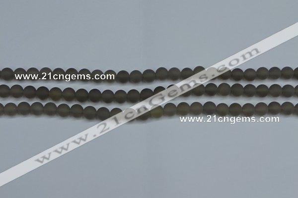 CAG9311 15.5 inches 6mm round matte grey agate beads wholesale