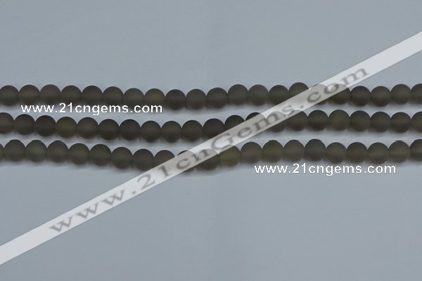 CAG9312 15.5 inches 8mm round matte grey agate beads wholesale