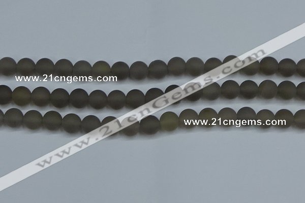 CAG9314 15.5 inches 12mm round matte grey agate beads wholesale