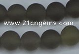 CAG9315 15.5 inches 14mm round matte grey agate beads wholesale