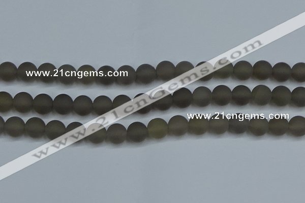 CAG9315 15.5 inches 14mm round matte grey agate beads wholesale