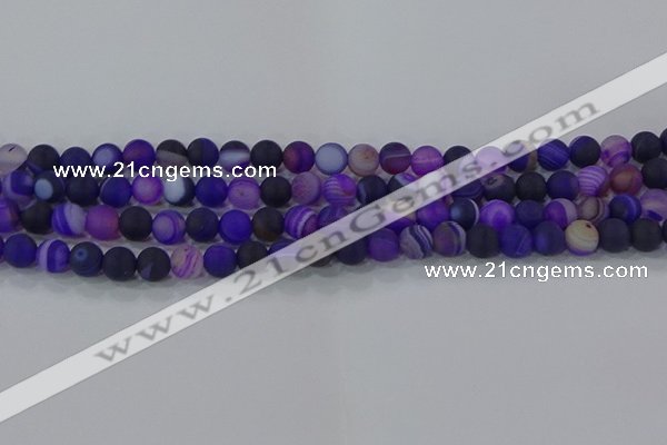 CAG9320 15.5 inches 6mm round matte line agate beads wholesale