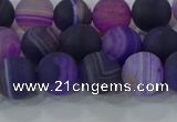 CAG9321 15.5 inches 8mm round matte line agate beads wholesale