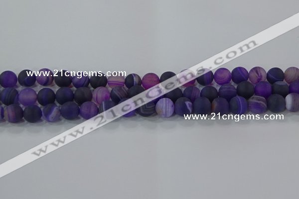 CAG9321 15.5 inches 8mm round matte line agate beads wholesale